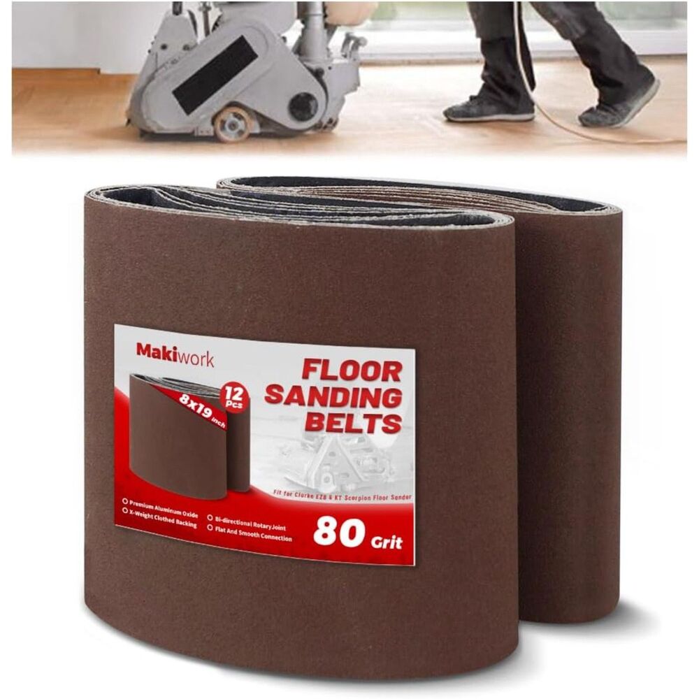 8" x 19" 80 Grit Sanding Belts (12 Pack) - EZ 8 Drum Sander Sleeves